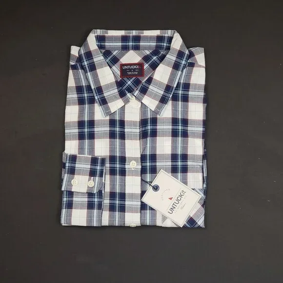 UNTUCKit Sorbo Shirt Women's 6 Cotton Button Up Blue White Red Plaid Regular Fit - Picture 14 of 16